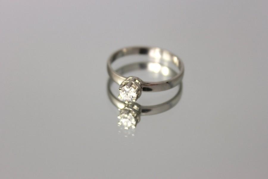 زفاف - Solitaire ring, White gold engagement ring, Round engagement ring, Round shape  ring, 14k engagement ring, cz engagement ring