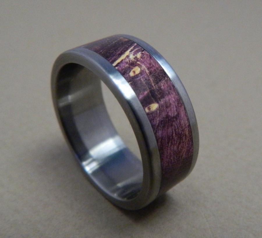 زفاف - Titanium Ring, Wood Ring, Purple Box Elder Ring, Purple Ring, Wood Inlay Ring, Mens Ring, Womens Ring, Custom Made Ring, Wood Wedding Ring