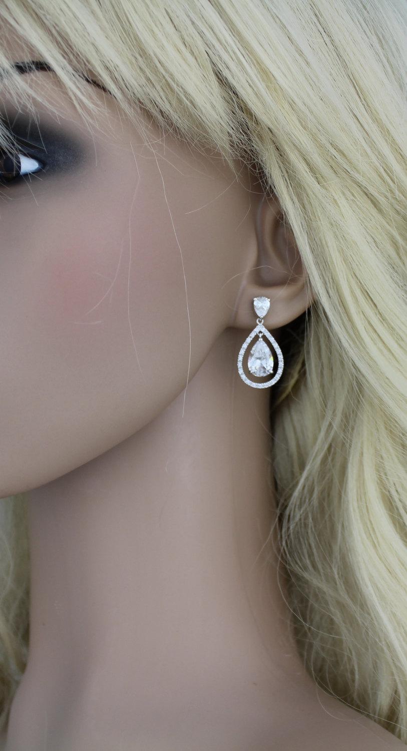 Mariage - Teardrop Bridal earrings, Wedding jewelry, Crystal Wedding earrings, Rhinestone teardrop earrings, Bridal jewelry, Crystal drop earrings