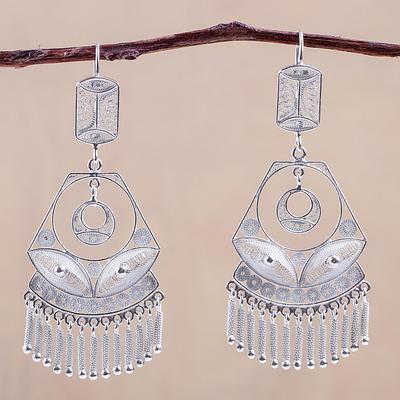 Свадьба - Handcrafted Bridal Sterling Silver Filigree Earrings, 'Spanish Lace'