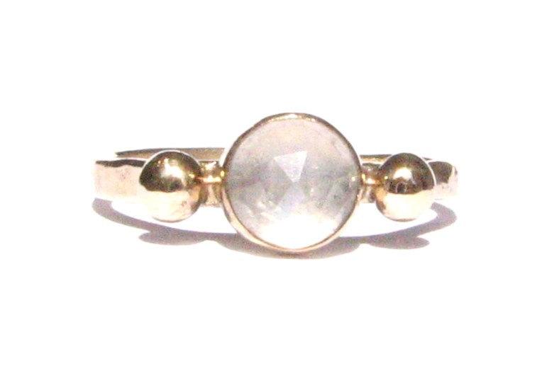 Mariage - Moonstone & 14k Solid Yellow Gold Ring -Rose Cut Ring- Stackable Ring -Moonstone Engagement Ring -Solitaire Ring -Wedding Ring-Ready To Ship