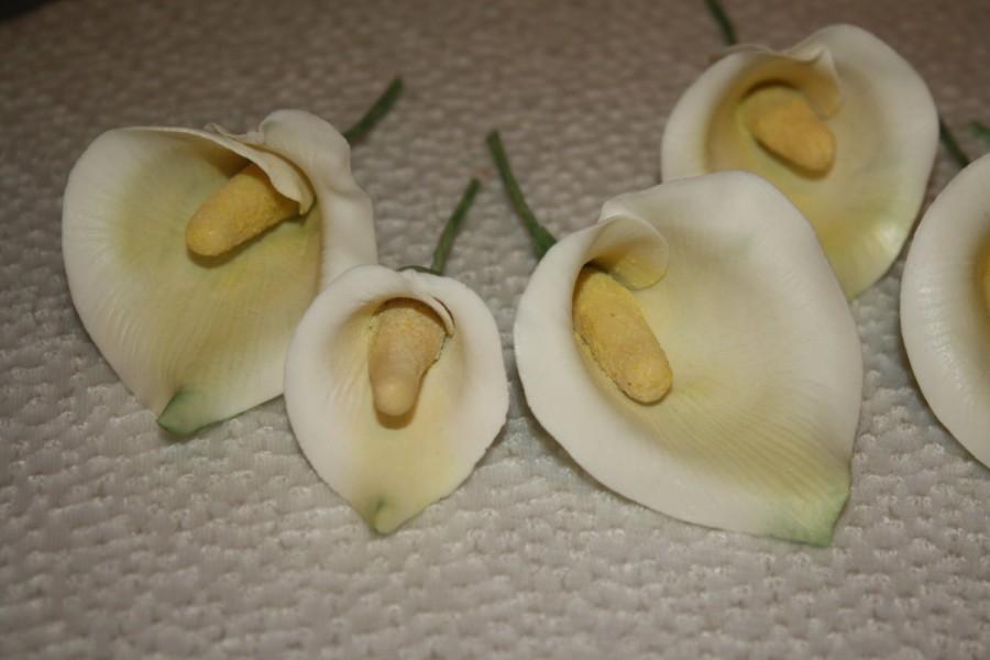 زفاف - 6 Gum paste  CALLA LILIES- Calla Lilies /  Cake decoration / Edible flower / sugar flowers / wedding cake decorations