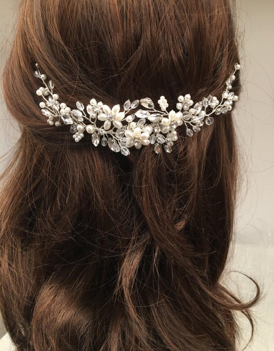 Mariage - Glass pearl bridal headpiece, bridal hair comb, wedding hair comb, bridal accessories, pearl hair comb, bridal headpiece