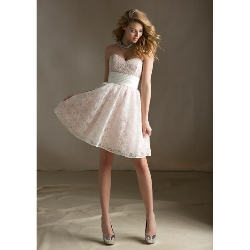 Wedding - Nectarean A-line Sweetheart Lace Short/Mini Satin Bridesmaid Dresses - Dressesular.com