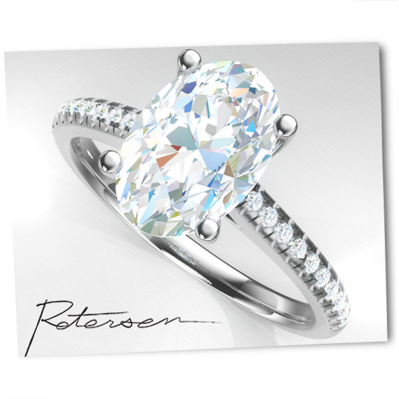 Свадьба - Oval Engagement Ring - Oval Cut Ring - White Gold Ring - Wedding Ring - Diamond Stimulants - 2.5 Carat - Sterling Silver Man Made Diamonds