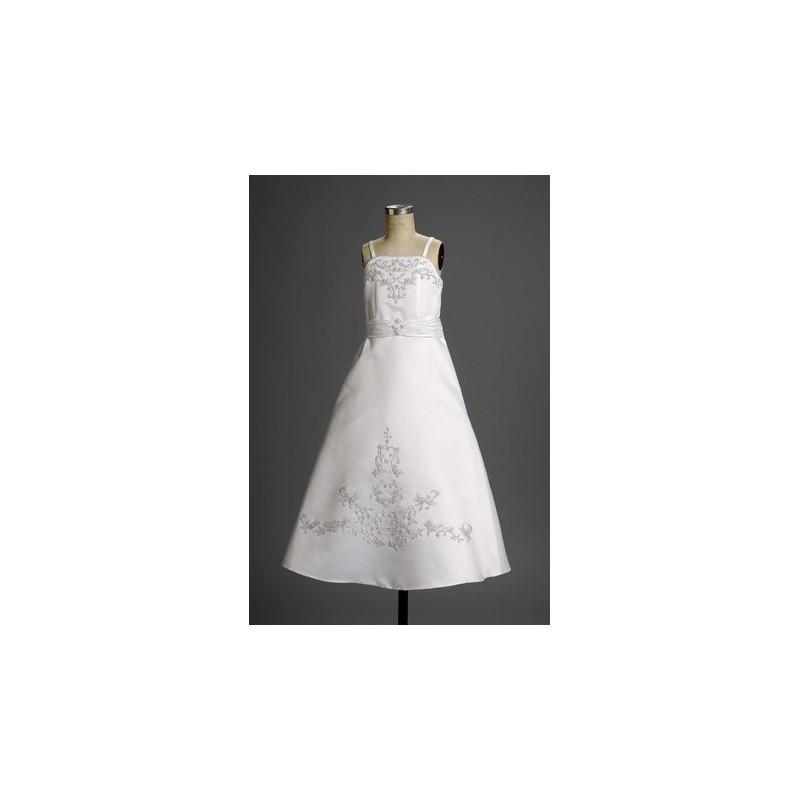 زفاف - Lovely White Satin Spaghetti Straps Applique A-line Floor Length Gown (AFCD-006) In Canada Flower Girl Dress Prices - dressosity.com