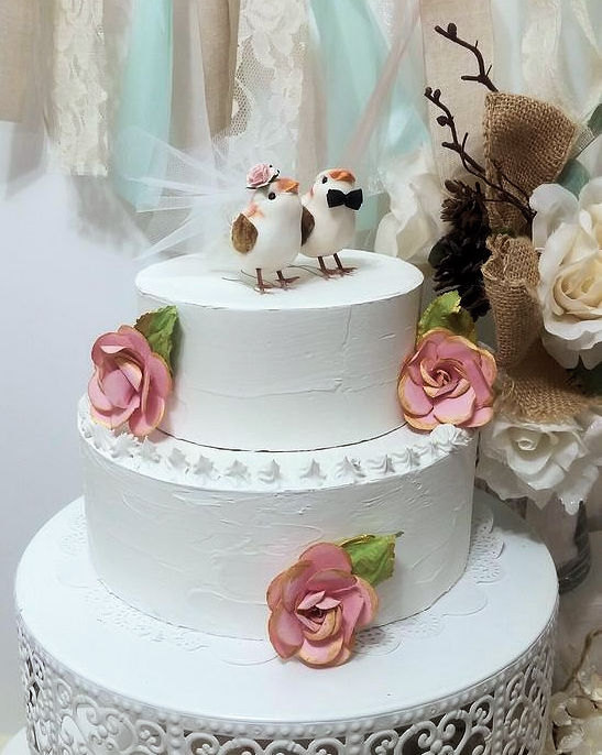 Hochzeit - CHOOSE your head flower  wedding 2017   small   cutest  birds wedding cake topper or wedding anniversary
