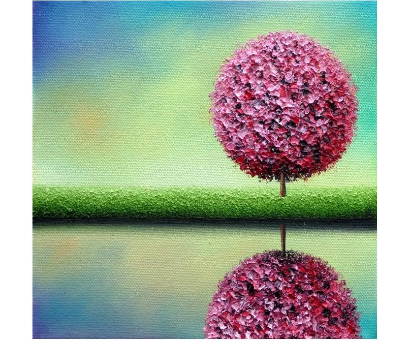 Свадьба - Textured Palette Knife Painting, ORIGINAL Oil Painting on Canvas, Pastel Abstract Art, Pink Tree Painting, Modern Contemporary Wall Art, 8x8