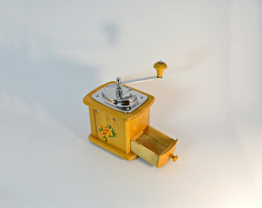 Mariage - Wooden coffee grinder, Coffee mill, Vintage coffee grinder, Manual coffee grinder, Soviet vintage , Ukraine, Kitchen decor, Coffee beans