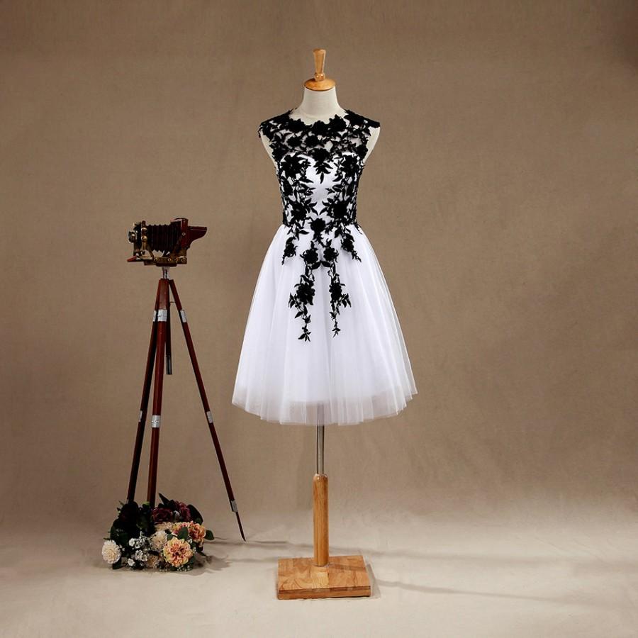 Hochzeit - Lace Applique Bridesmaid dress, Tulle Wedding dress, A line Party dress, Lace Wedding dress, Womens Formal Evening dress Knee length