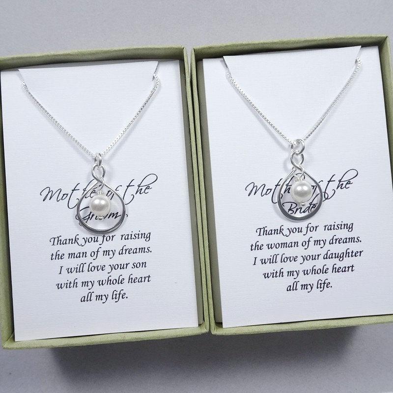 زفاف - Sterling Silver Infinity Necklace, Gift for Mom Necklace, Mother of the Groom Gift Necklace, Mother of the Bride Gift Necklace, Gift for Mom
