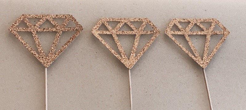 Mariage - Rose Gold Diamond donut toppers, diamond cupcake toppers, bridal shower decorations, engagement ring topper, bride to be, party, wedding,