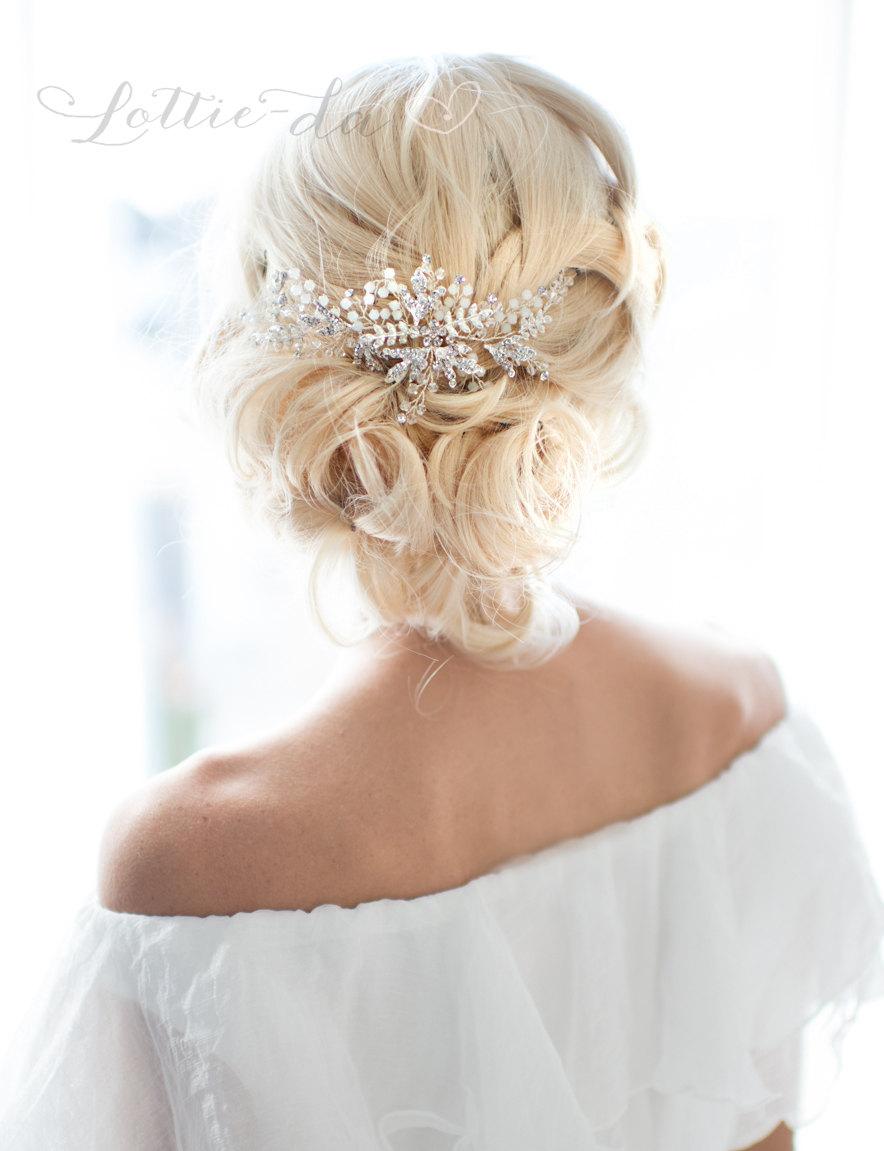Hochzeit - Silver Boho Headpiece, Opal Flower Hair Crown, Gold, Antique Gold, Antique Silver Hair Vine Wreath, Wedding Headband - 'ZOYA'