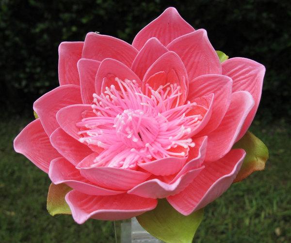 زفاف - Fuschia Lotus hair flower clip - Wedding - Hawaiian -