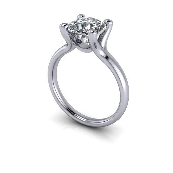 Свадьба - Solitaire Engagement Ring Cushion Cut Forever One Moissanite 2 CT