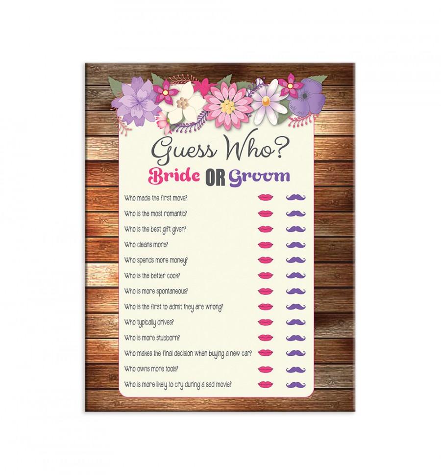Hochzeit - Printable Bridal Shower Game "Guess Who?"