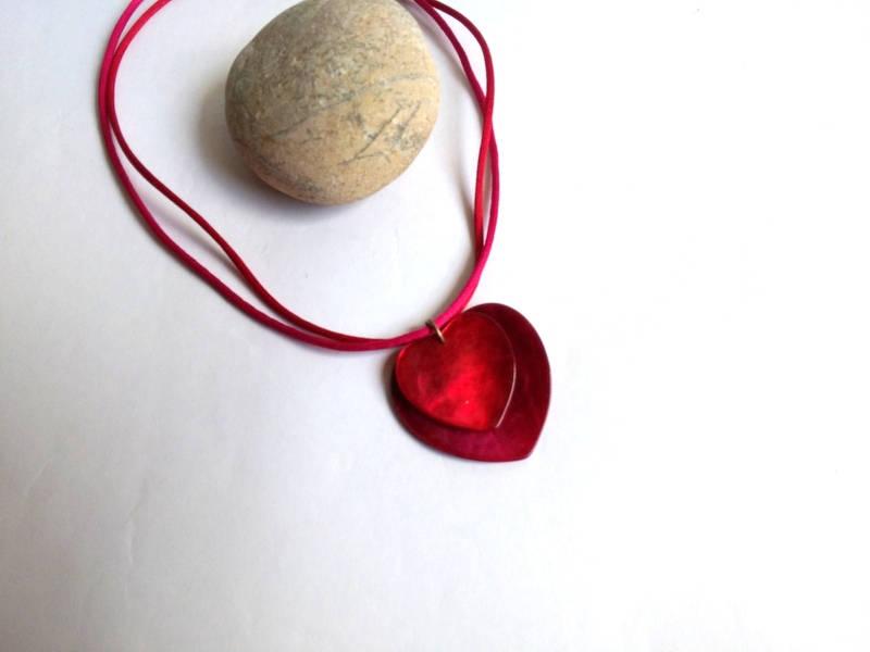 زفاف - Mother-of-Pearl Heart Necklace, Heart Necklace, Charm Necklace, Mothers Day Gift