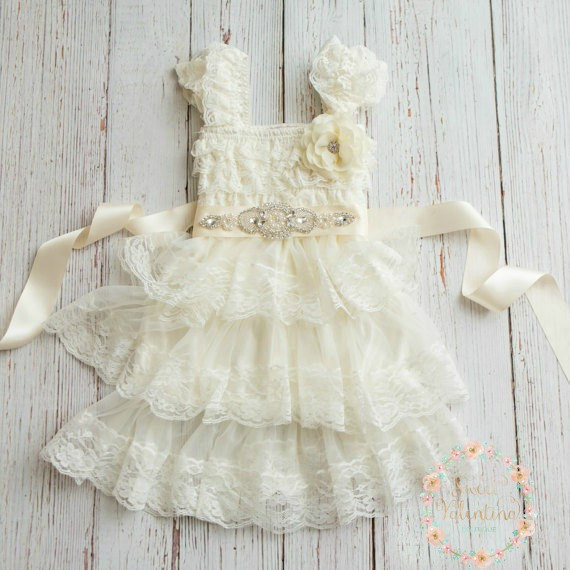 Hochzeit - lace girl dress, flower girl dress, flower girl lace dresses, rustic flower girl,  country lace dress, Ivory toddler dress, baby lace dress
