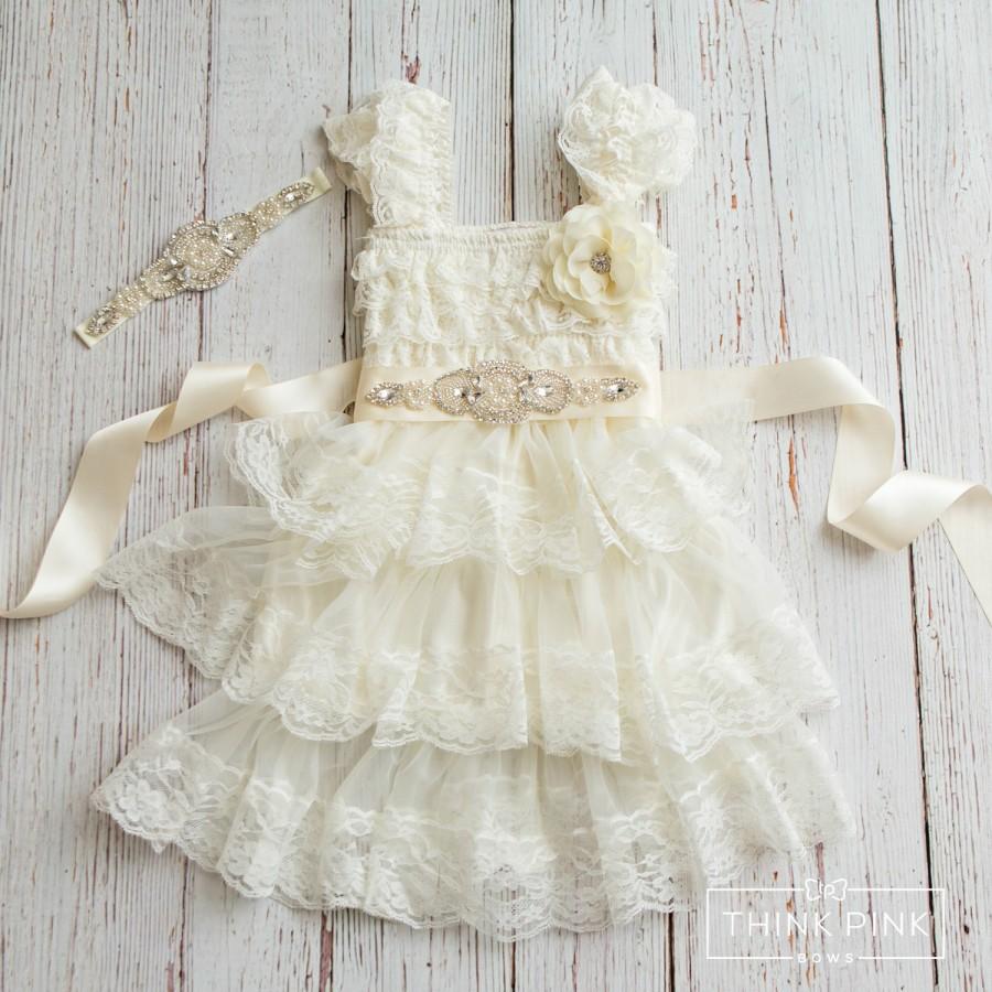 Свадьба - Ivory  Lace Flower Girl Dress,Flower Girl Dresses,Ivory lace dress,baby dress,christening dress,girls dressed