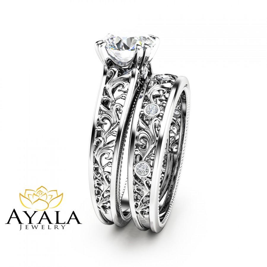 زفاف - Unique Engagement Ring Natural Diamond Bridal Set 14K White Gold Engagement Rings Rose Gold Right Hand Fashion Rings