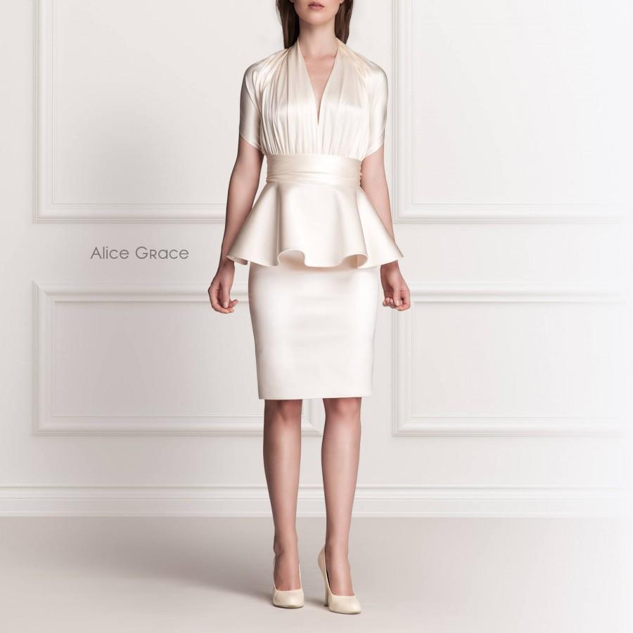 زفاف - Jasmine – Pearl, Silk-Satin Convertible Wrap Dress