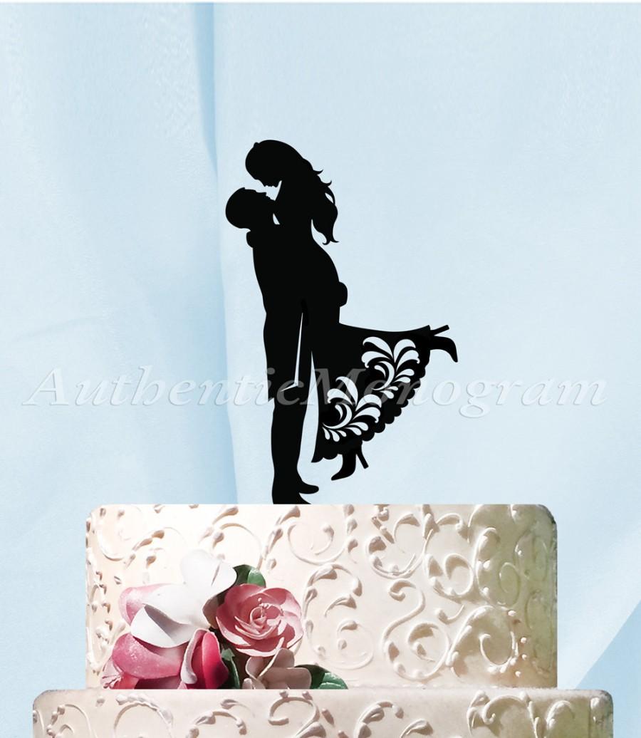 Mariage - Wedding Cake Topper -  Mr & Mrs Silhouette Wooden Cake Decoration - Decor - Unpoainted -  Painted - Rustic Wedding Cake topper.