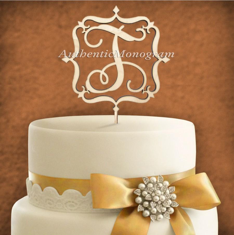 Hochzeit - 6inch Wooden Unpainted CAKE TOPPER Custom Framed MONOGRAM  Wedding, Initial, Celebration, Anniversary, Birthday, Special Occasion (4107