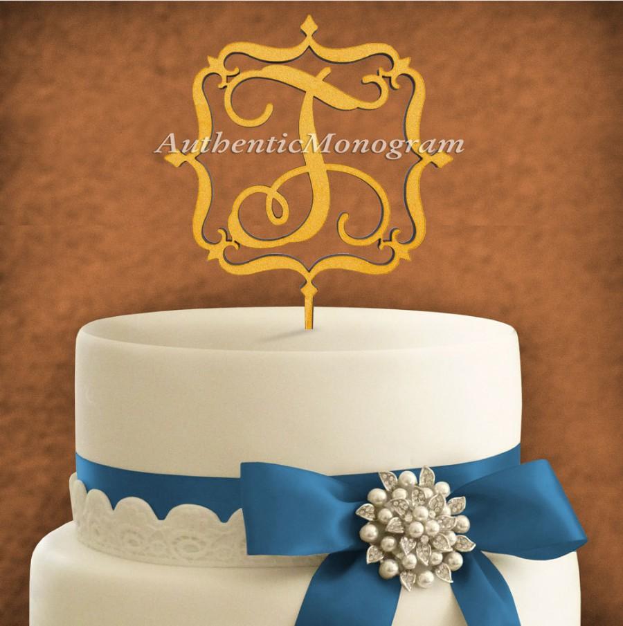 Hochzeit - 6inch Wooden CAKE TOPPER Custom Framed MONOGRAM  Wedding, Initial, Celebration, Anniversary, Birthday, Special Occasion 4107