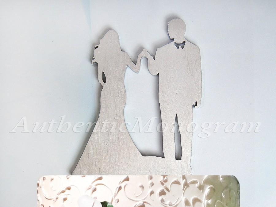 Hochzeit - Wedding Cake Topper Silhouette, Bride and Groom, Wedding decor, Wooden Cake Topper, Unpainted
