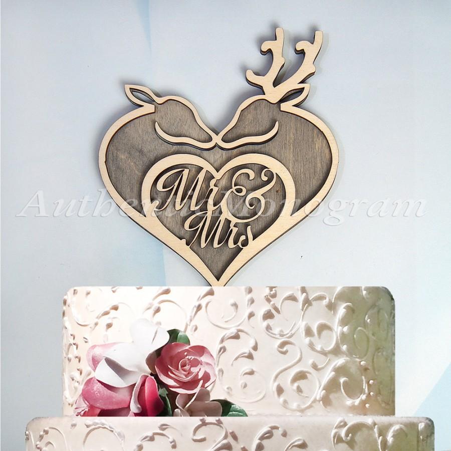 زفاف - Mr & Mrs Wedding Deer Love Cake Topper, Wedding decor, Unpainted, Special Occasion