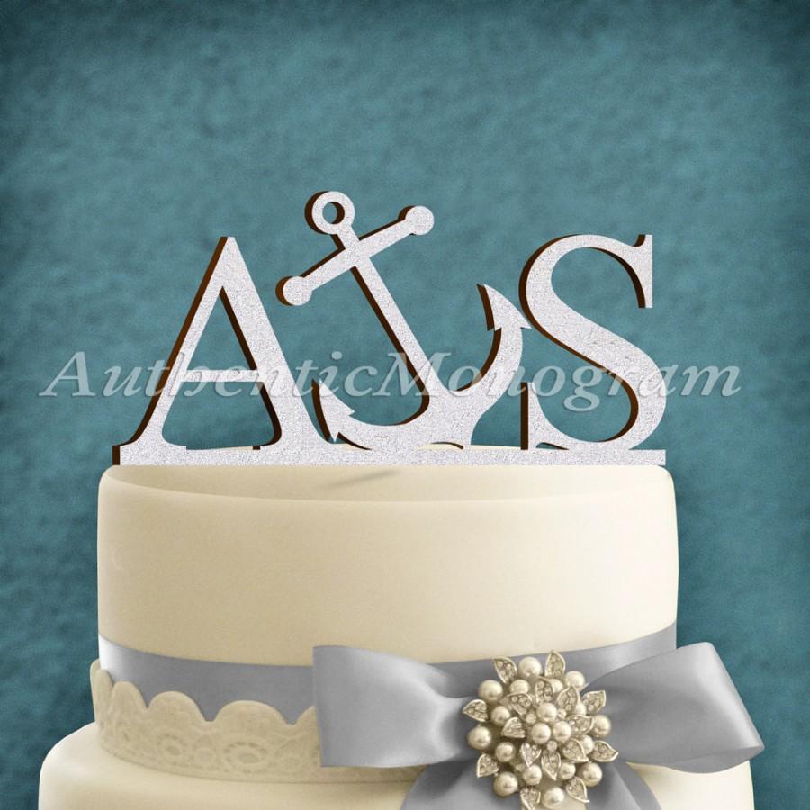Wedding - Two Letter Anchor Cake Topper - Wooden Unpainted - Famaly Gift - Celebration Party decoration