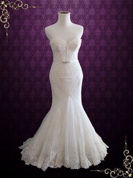 Hochzeit - Vintage Style Lace Mermaid Wedding Dress 