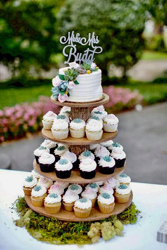 زفاف - Rustic Cupcake Stand 4 Tier (Tower / Holder) for Donuts or Pastries for Wedding, Birthday, Shower, Anniversary, Party - Wood Wooden