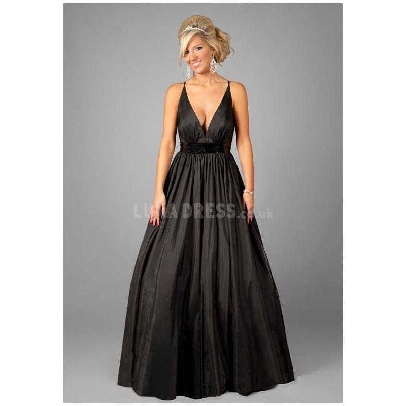 Mariage - Sleeveless V Neck Ball Gown Natural Waist Taffeta Prom Gown - Compelling Wedding Dresses