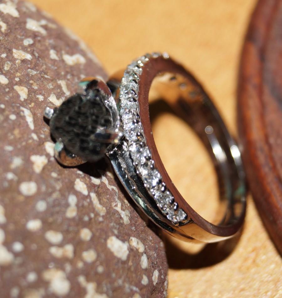 Mariage - Raw diamond ring, Black diamond ring, Black Uncut diamond ring, engagement ring, raw stone, Black rough diamond ring, natural diamond ring