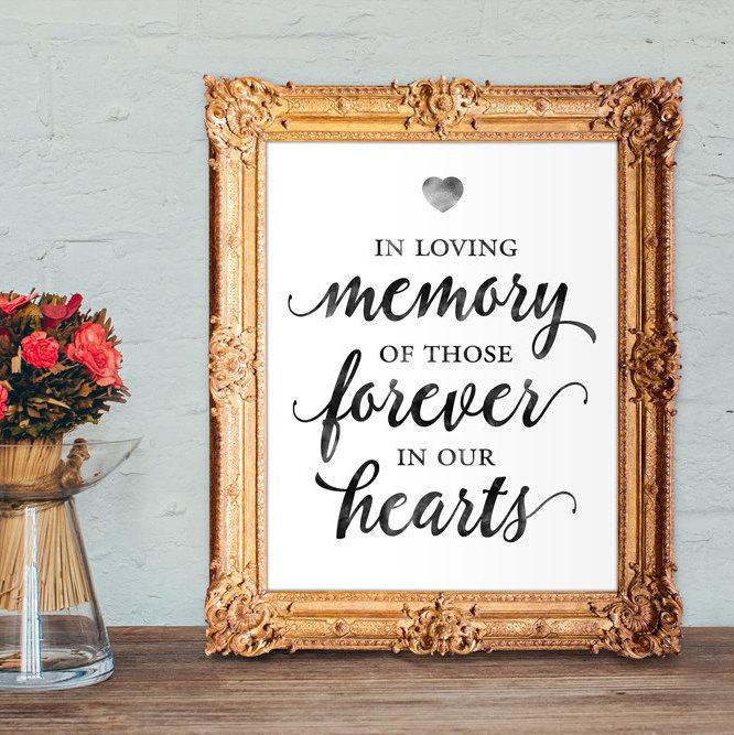 Wedding Memorial Sign In Loving Memory Of Those Forever In Our Hearts 