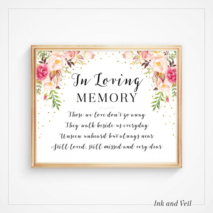 Свадьба - In Loving Memory Wedding Sign, Memorial Sign, Wedding Printable Signage, Those we love, Floral Boho Instant Download 8x10 5x7- Olivia/Carmen