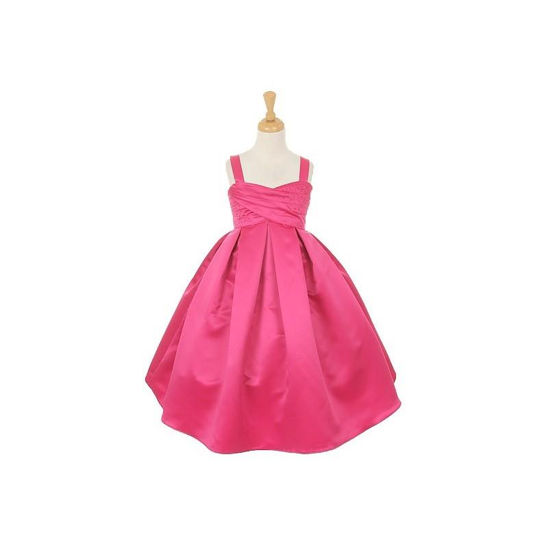 Mariage - Fuchsia Satin Dress w/ Rhinestone Accents Style: D2054 - Charming Wedding Party Dresses