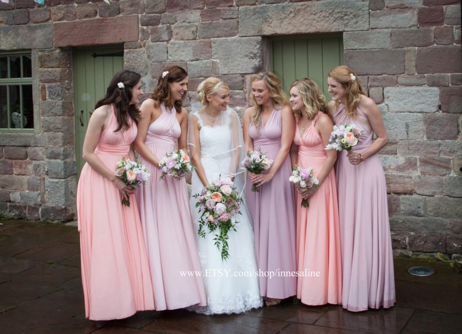 Wedding - Infinity Dress - floor length   in dusty pink and coral rose  colors