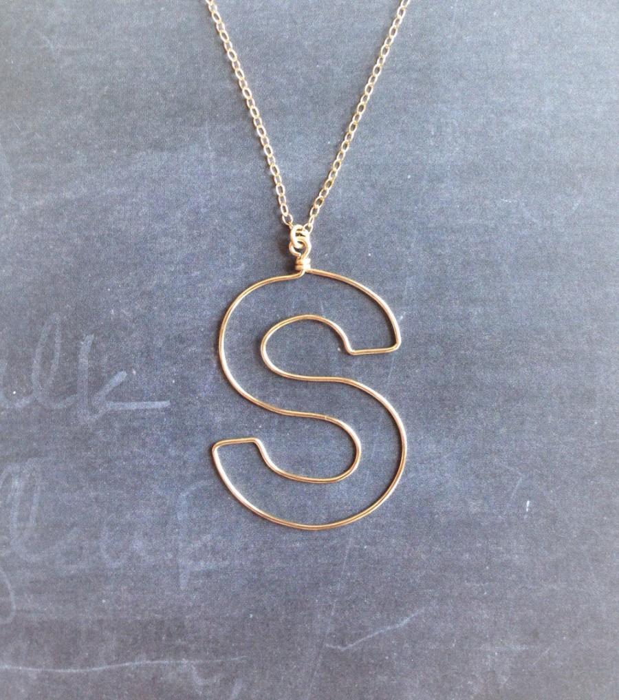 زفاف - Custom Initial Necklace - Custom Box Letter Necklace - Personalized Necklace in Sterling or 14k Gold Filled