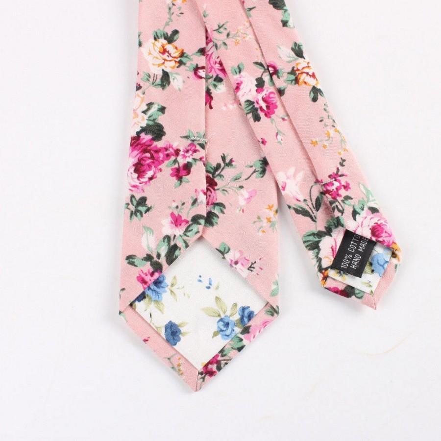 Hochzeit - Pink Floral Skinny Tie 2.36" Retro flower Groomsmen