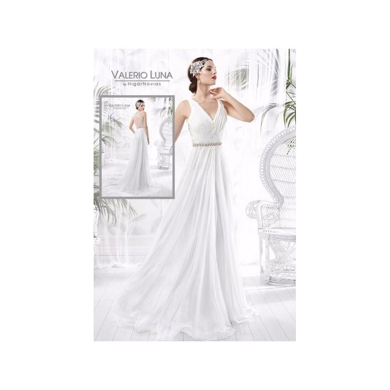 Wedding - Vestido de novia de Valerio Luna Modelo VL5808 - 2016 Evasé Pico Vestido - Tienda nupcial con estilo del cordón