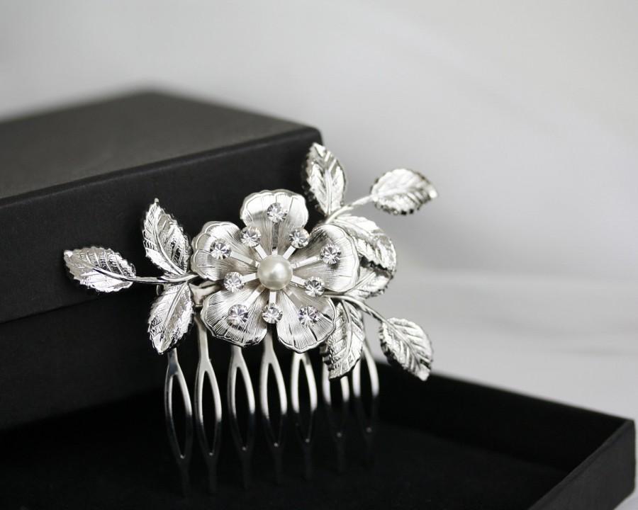 Свадьба - Small Bridal Hair Comb Wedding Hair Comb Vintage Floral Leaf Leaves Wedding Hair Accessories, LISSE