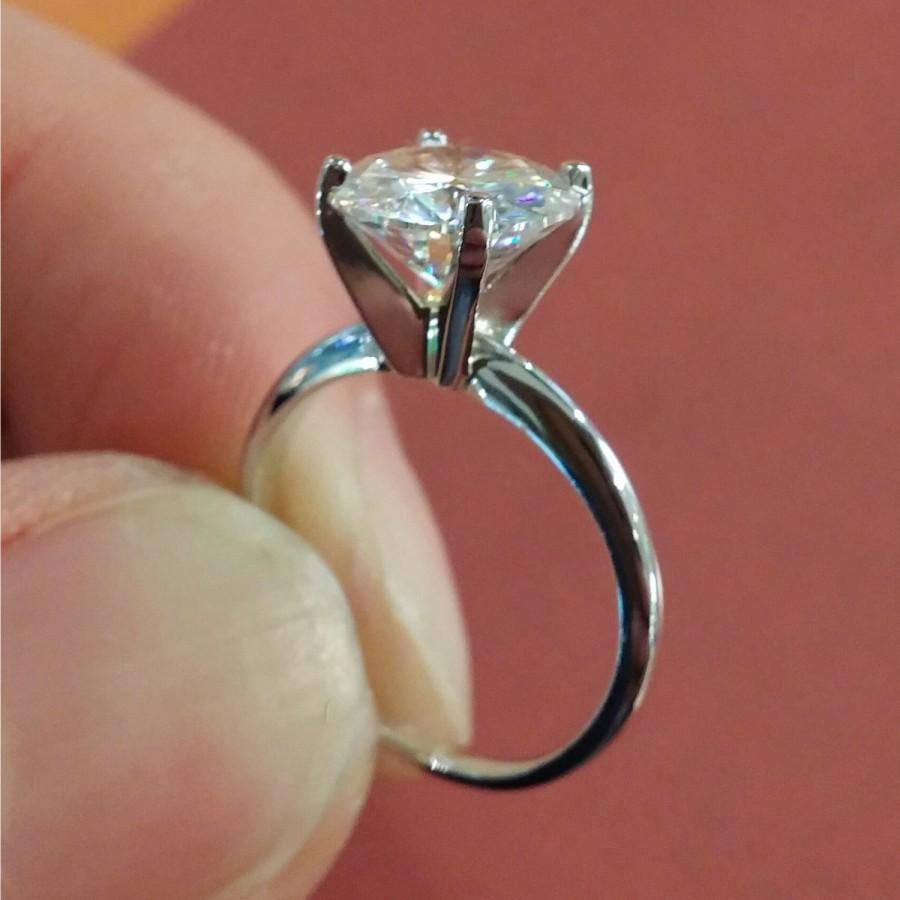 Wedding - Thin Solitaire with 1.5 CT Forever One Moissanite