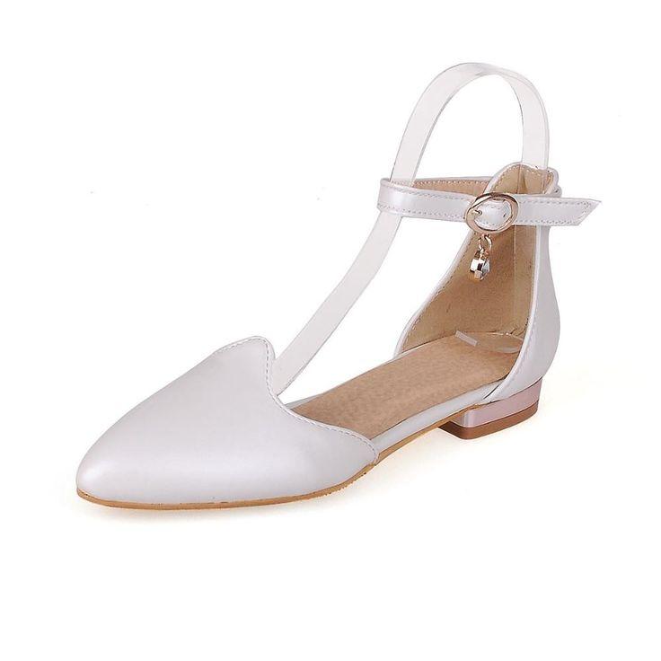 زفاف - 2017 Summer Women Sandals Pink Color Flat Heels Wedding Shoe Woman Plus Size 43 Casual Flats Cheap Online Store Real Photos H816