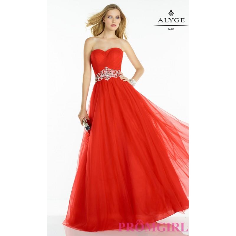 Hochzeit - Strapless A-Line Prom Dress with a Beaded Waist by Alyce - Discount Evening Dresses 