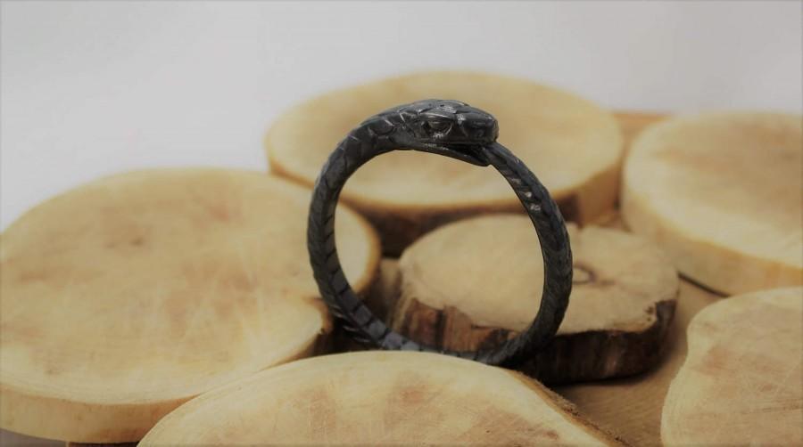 Wedding - Dark Ouroboros sterling silver ring unisex 4 gm