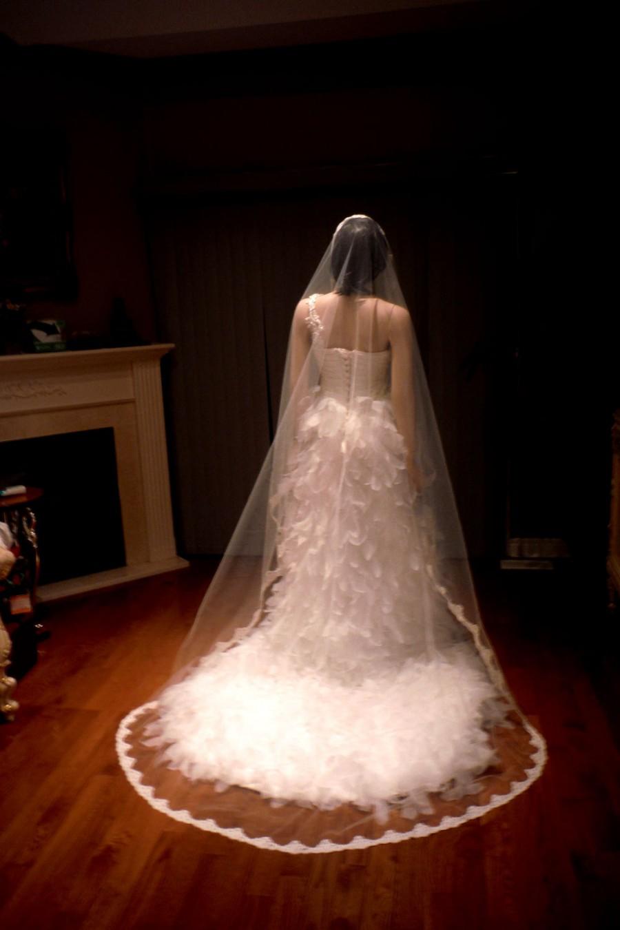 Свадьба - Mantilla Veil, Lace Veil, Wedding Veil, Cathedral Lace Veil