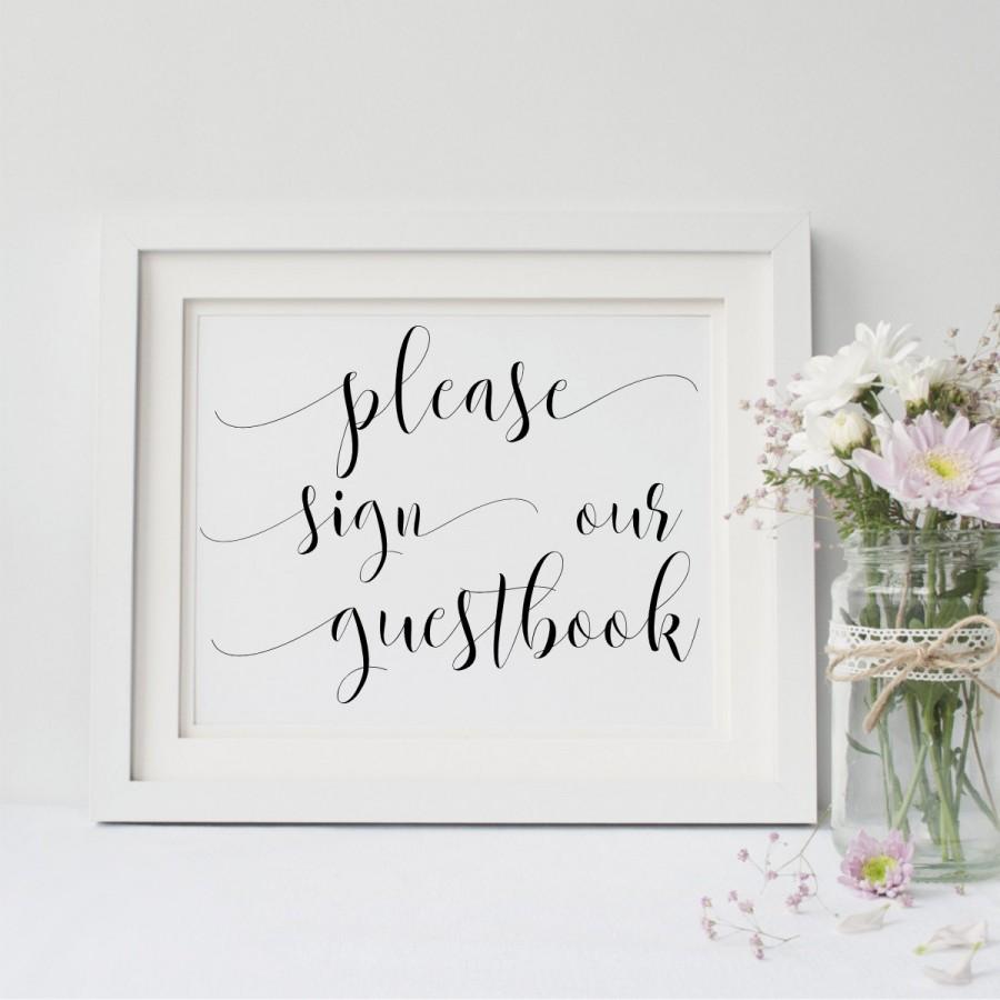 Hochzeit - Please Sign Our Guestbook Sign Printed Wedding Sign 5x7 or 8x10 Wedding Guest Book Sign Printed Wedding Sign (without frame)