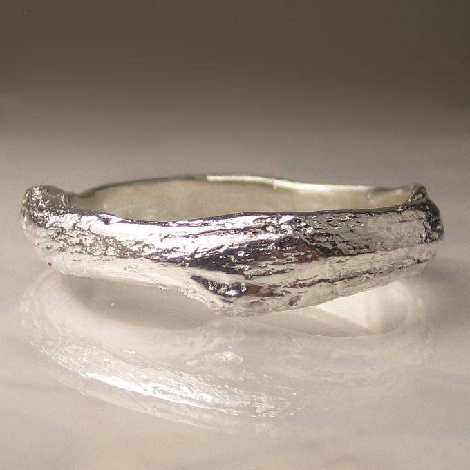 زفاف - Wide Men's Twig Ring in Sterling Silver,  Men's Wedding Band